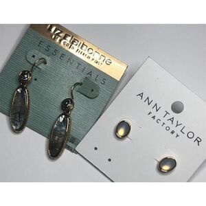 542 Liz Claiborne 14k gold filled abalone & Ann Taylor goldton stud Earrings